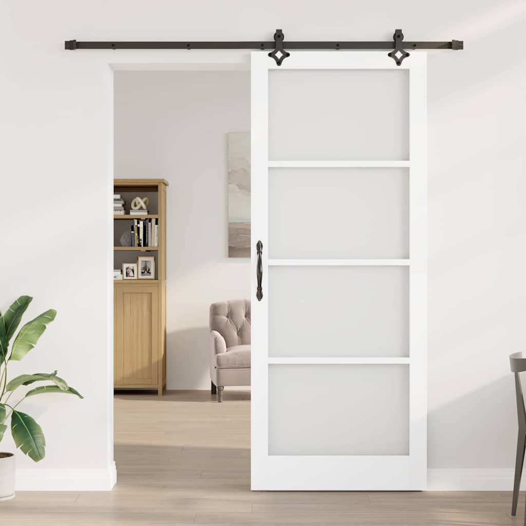 Klizna vrata Bijelo 93 x 232 cm Masivna borovina i staklo