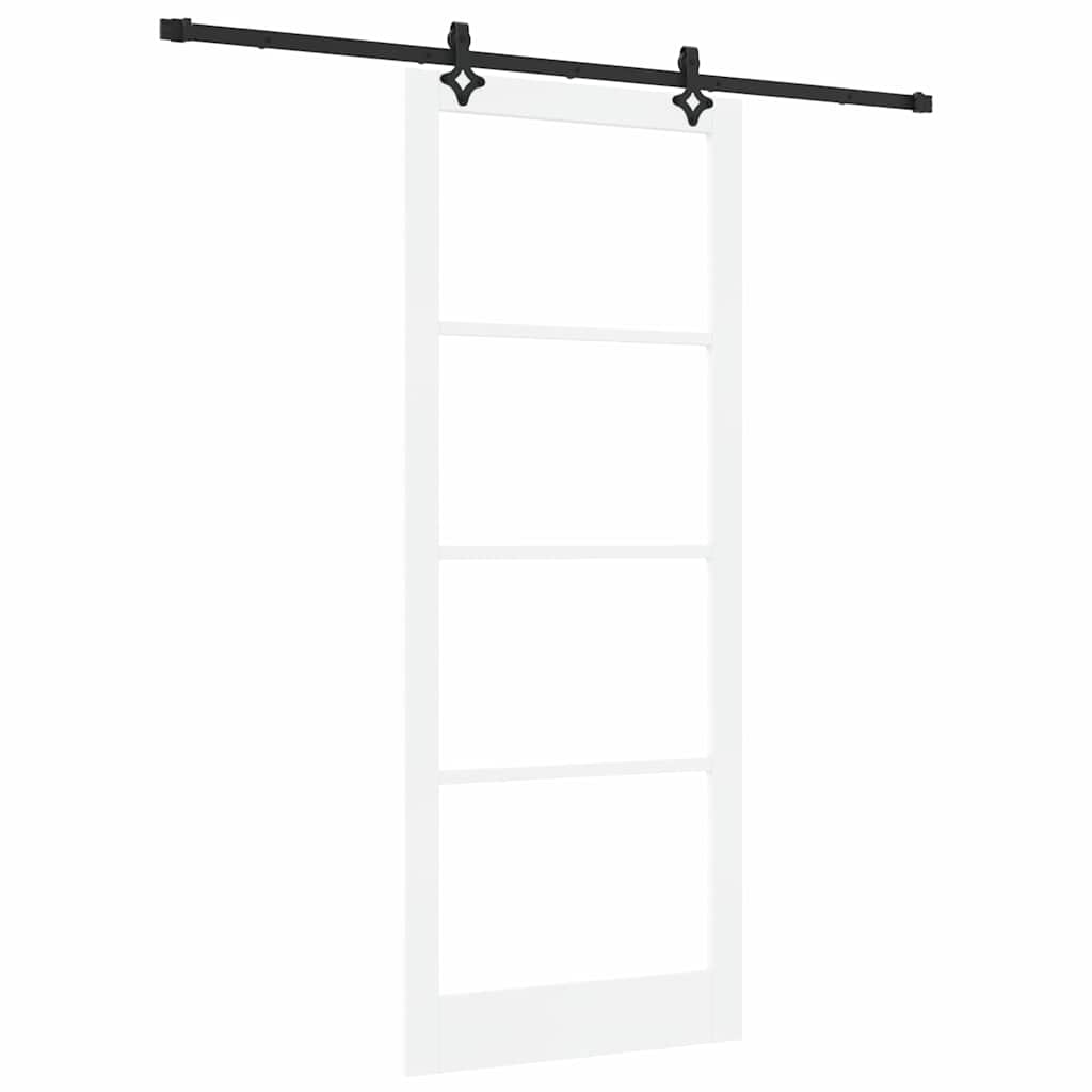Klizna vrata Bijelo 93 x 232 cm Masivna borovina i staklo