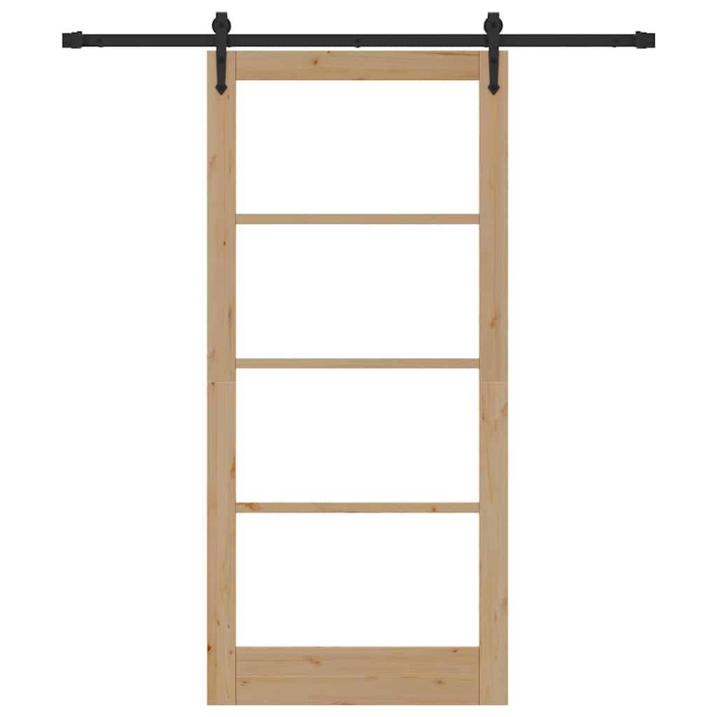 Klizna vrata 93 x 202 cm Masivna borovina i staklo Prirodna