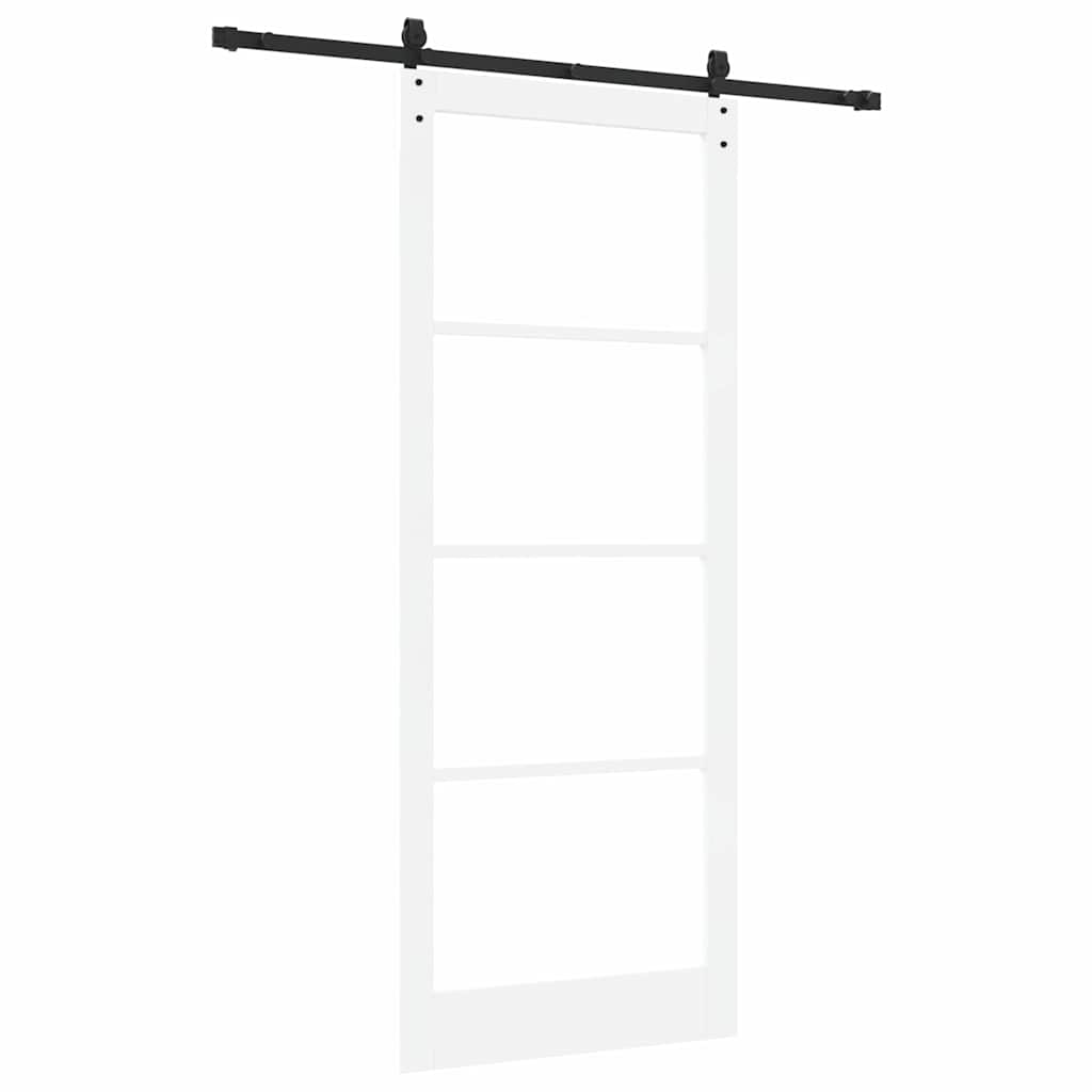 Klizna vrata Bijelo 93 x 232 cm Masivna borovina i staklo