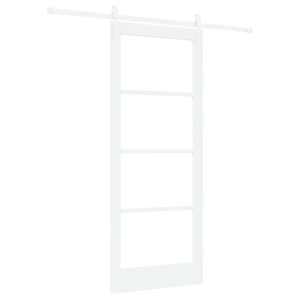 Klizna vrata 83 x 202 cm Masivna borovina i staklo Bijelo