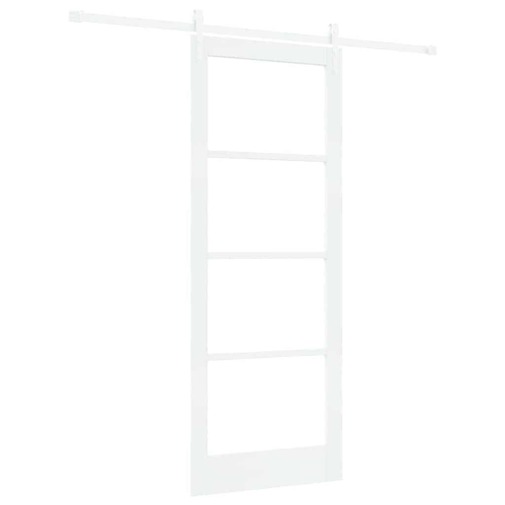 Klizna vrata 83 x 211 cm Masivna borovina i staklo Bijelo