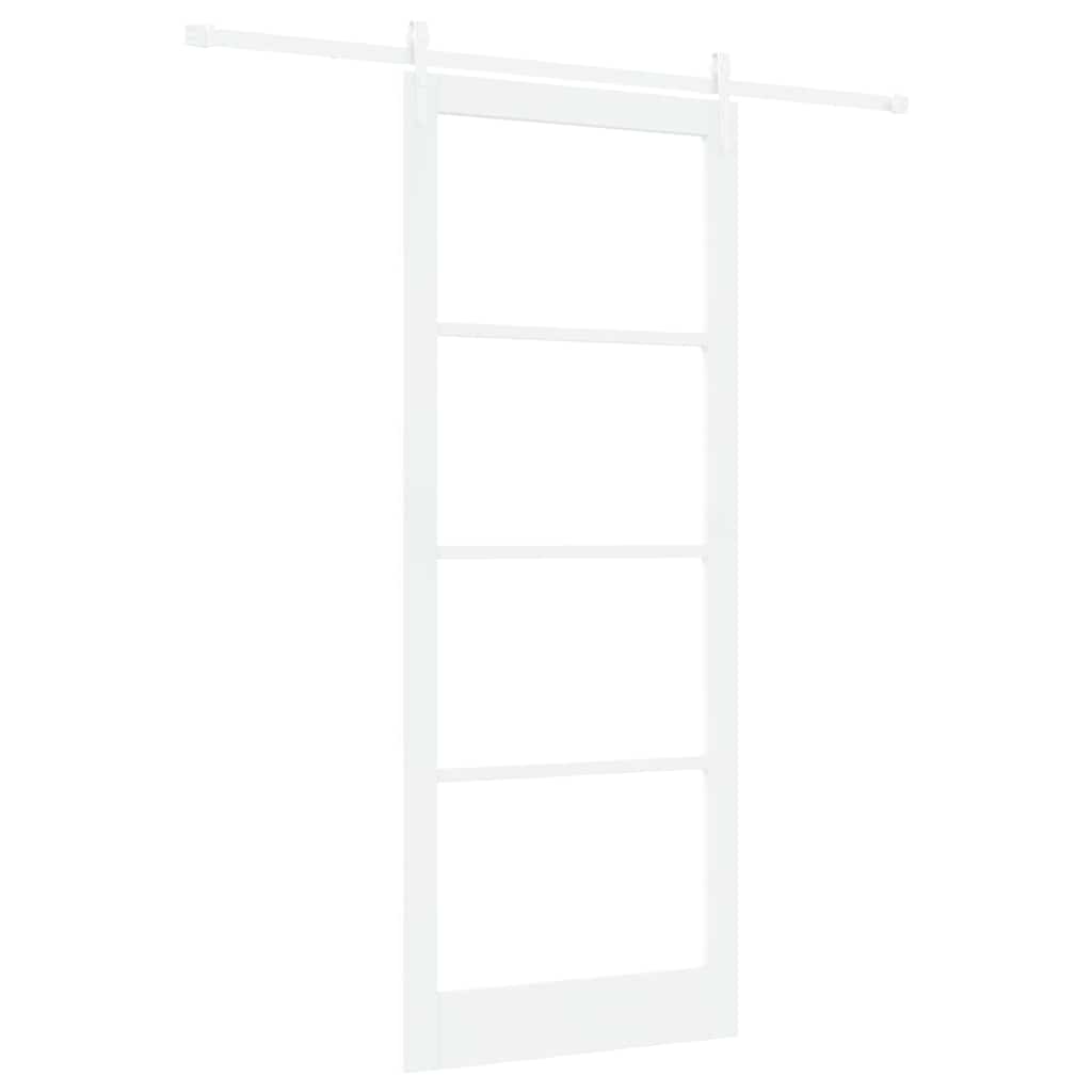 Klizna vrata Bijelo 93 x 232 cm Masivna borovina i staklo