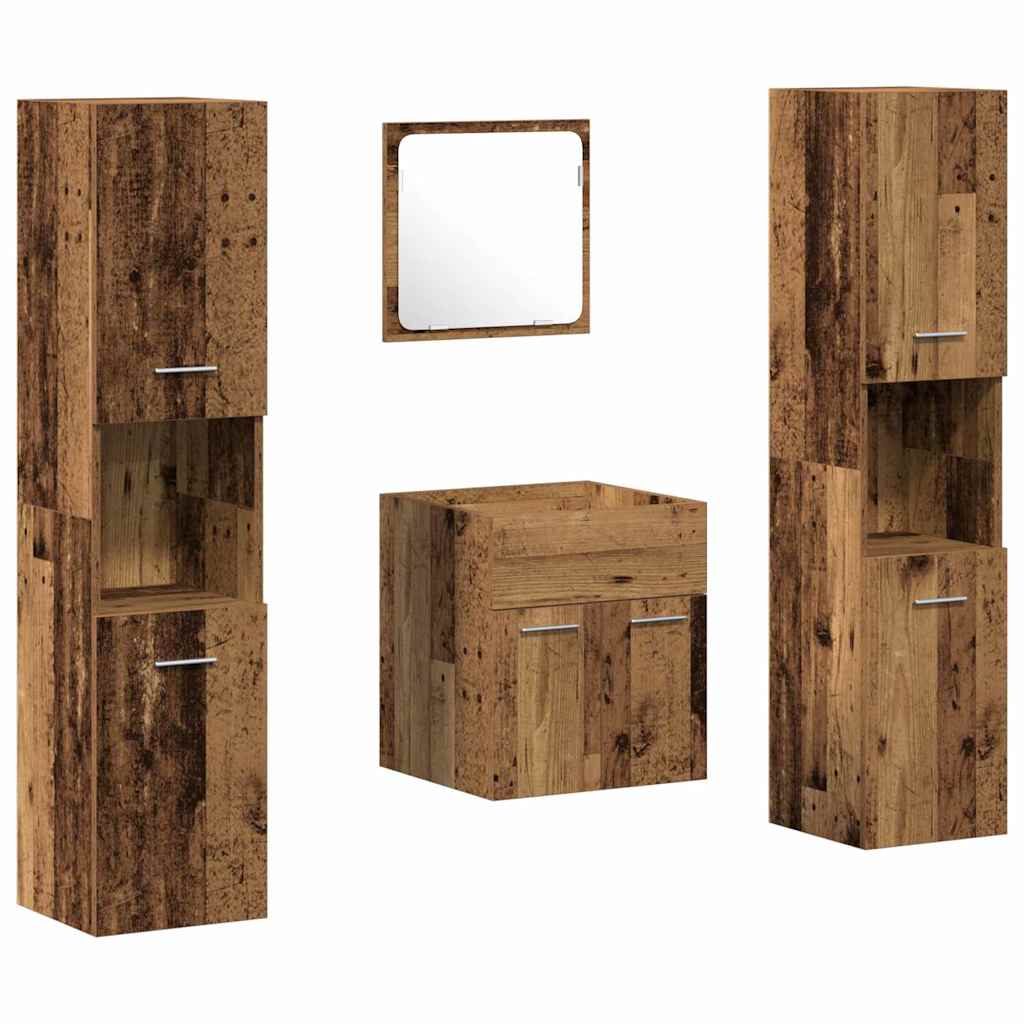 Set namještaja za kupaonicu 4 pcs Staro drvo Konstruirano drvo