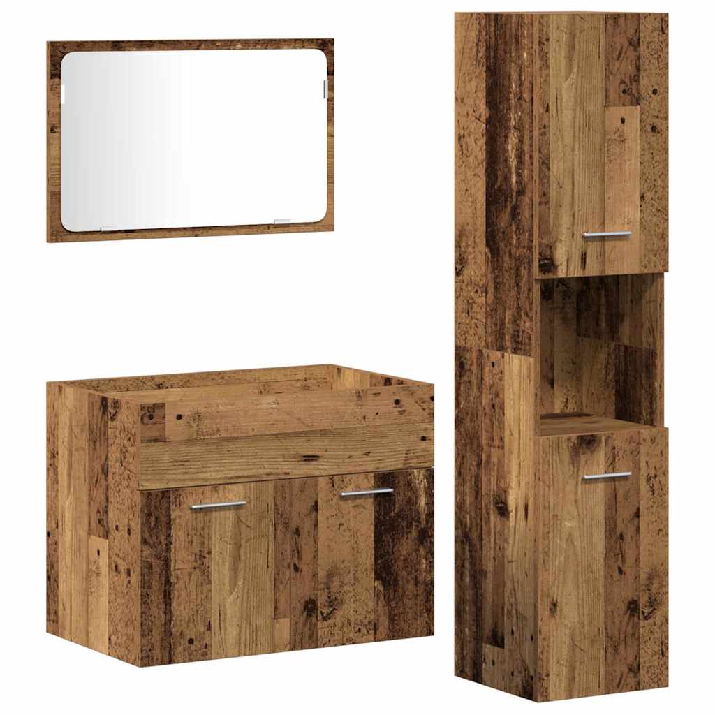 Set namještaja za kupaonicu 3 pcs Staro drvo Konstruirano drvo
