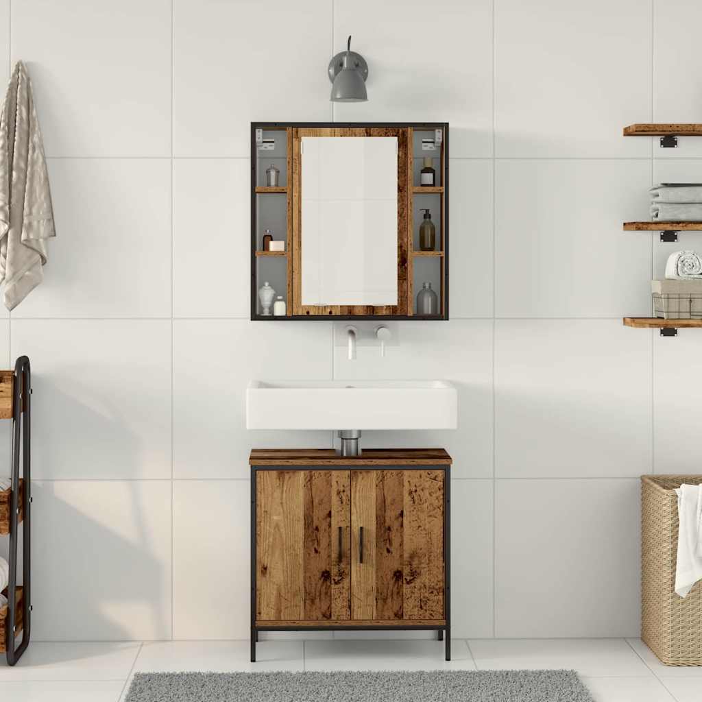 Set namještaja za kupaonicu Zidne 2 pcs Smeđa Konstruirano drvo