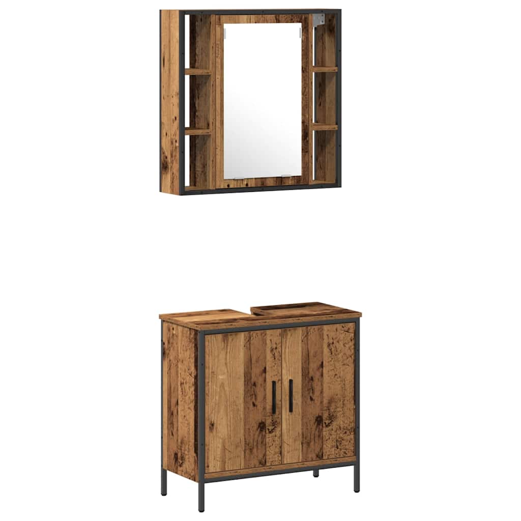 Set namještaja za kupaonicu Zidne 2 pcs Smeđa Konstruirano drvo