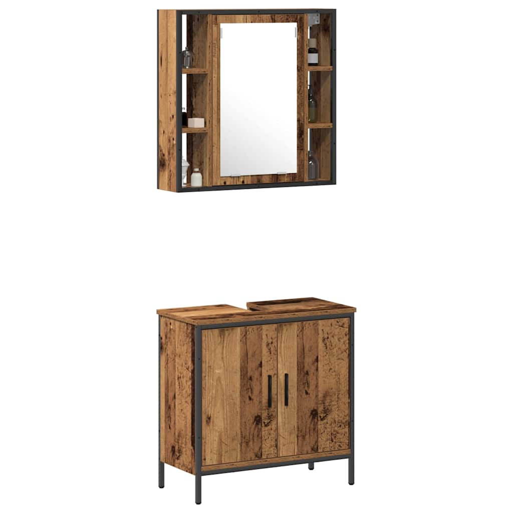 Set namještaja za kupaonicu Zidne 2 pcs Smeđa Konstruirano drvo
