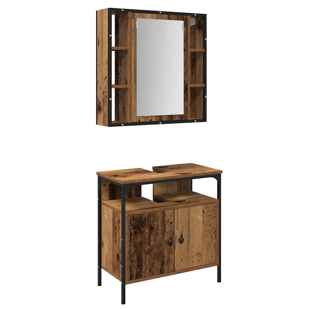 Set namještaja za kupaonicu Zidne 2 pcs Smeđa Konstruirano drvo