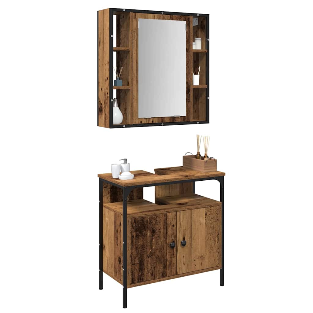 Set namještaja za kupaonicu Zidne 2 pcs Smeđa Konstruirano drvo