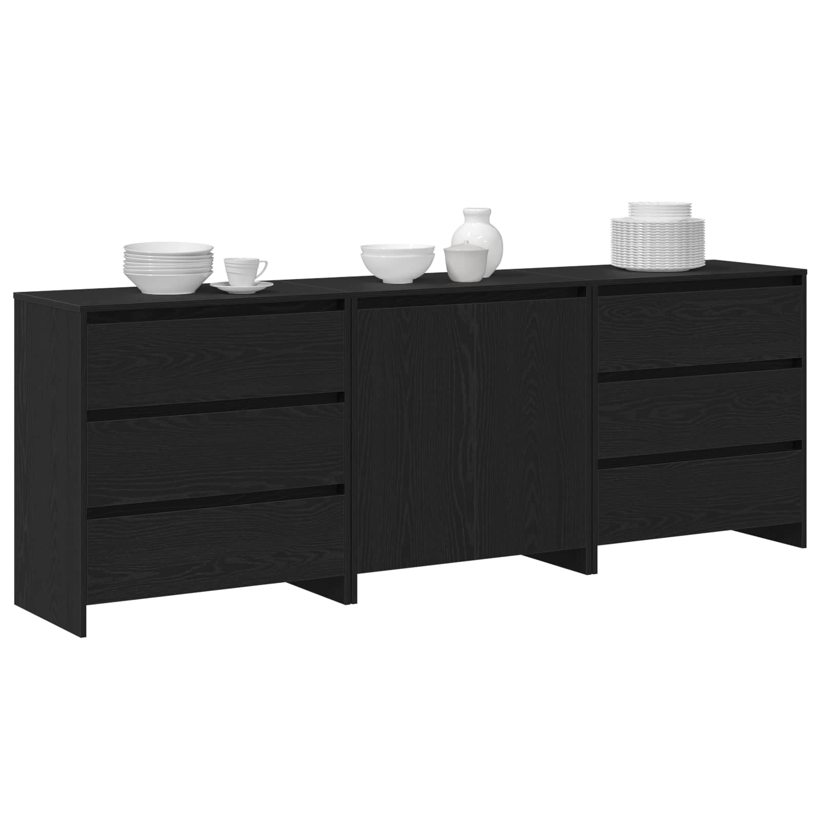 Kreveta s ladicama 3 pcs Crna 70 x 41 x 75 cm Konstruirano drvo