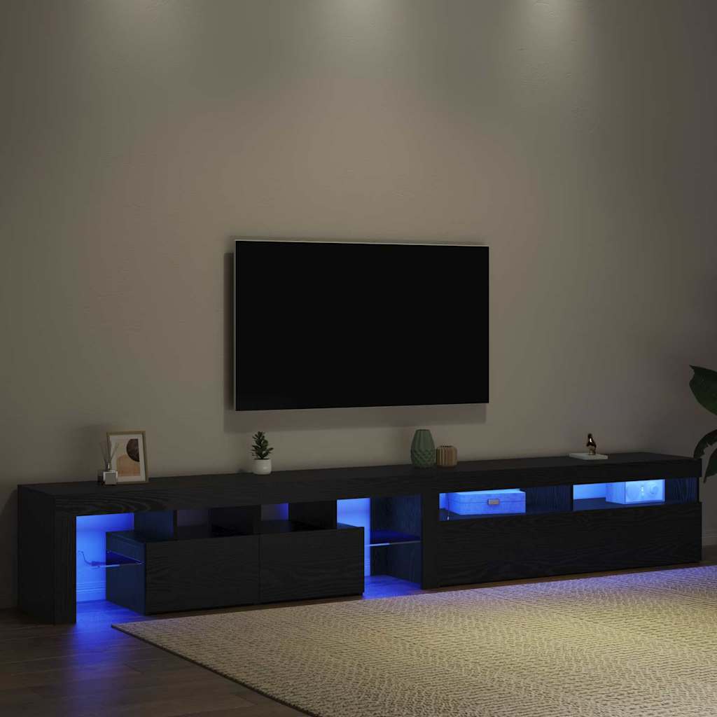 TV ormar 2 pcs Crni hrast 260 x 37 x 40 cm Konstruirano drvo