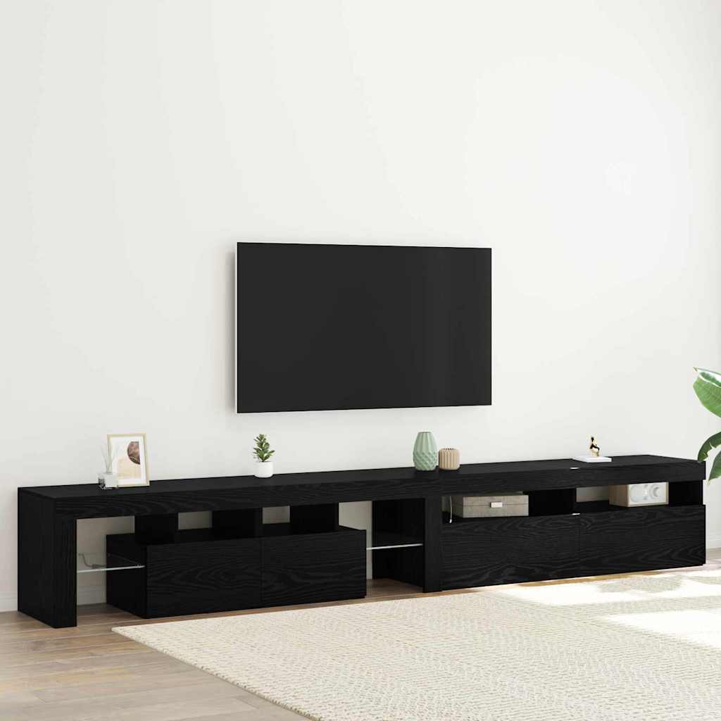 TV ormar 2 pcs Crni hrast 260 x 37 x 40 cm Konstruirano drvo