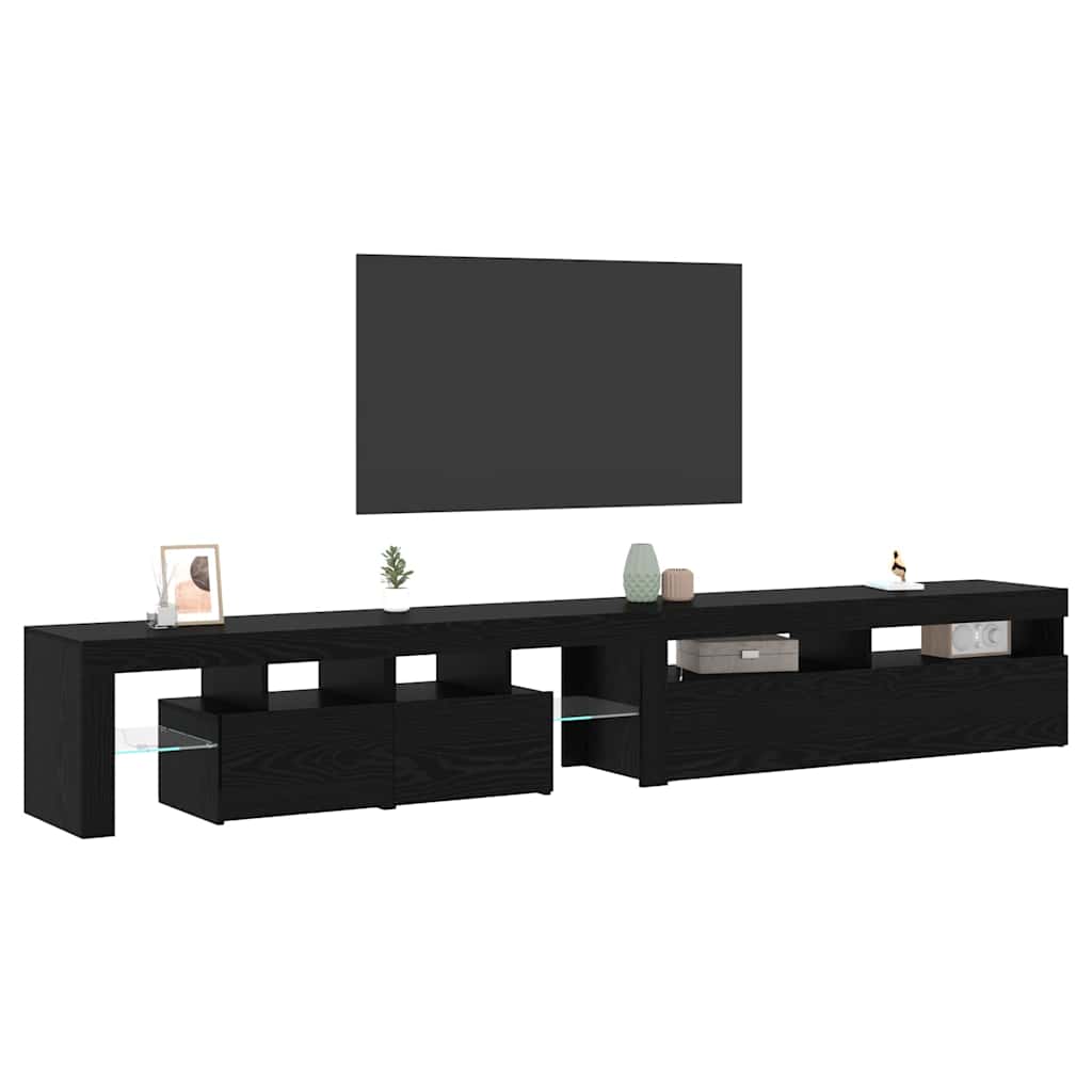 TV ormar 2 pcs Crni hrast 260 x 37 x 40 cm Konstruirano drvo