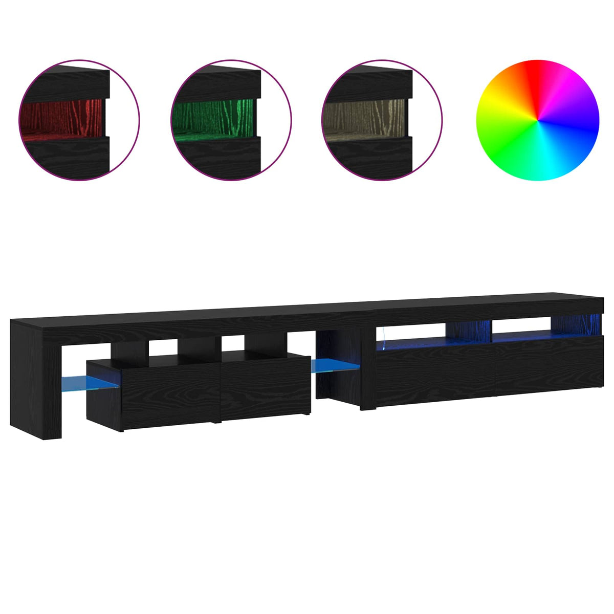 TV ormar 2 pcs Crni hrast 260 x 37 x 40 cm Konstruirano drvo