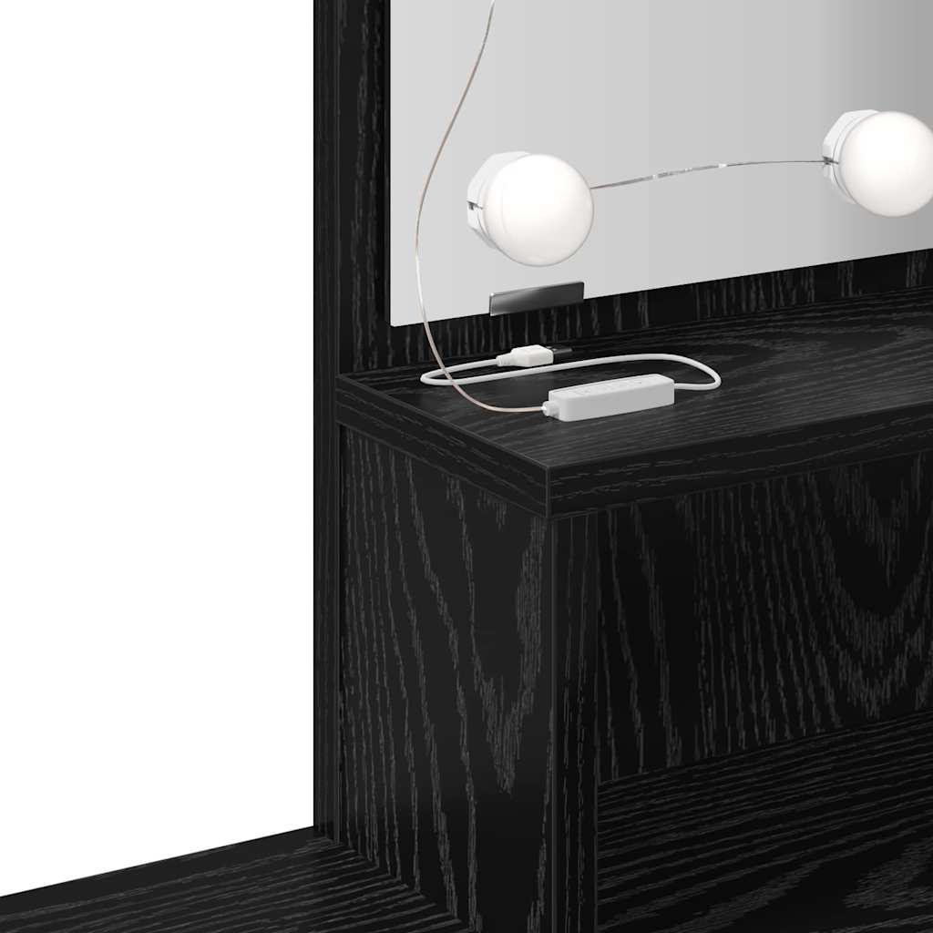 LED Set Toaletnog Stola 2 pcs Crni hrast Konstruirano drvo