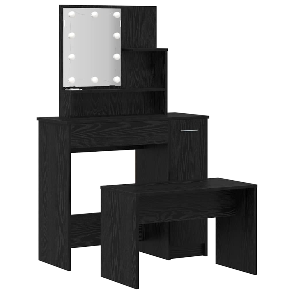 LED Set Toaletnog Stola 2 pcs Crni hrast Konstruirano drvo