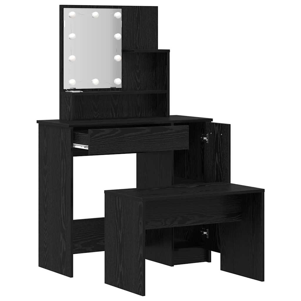 LED Set Toaletnog Stola 2 pcs Crni hrast Konstruirano drvo