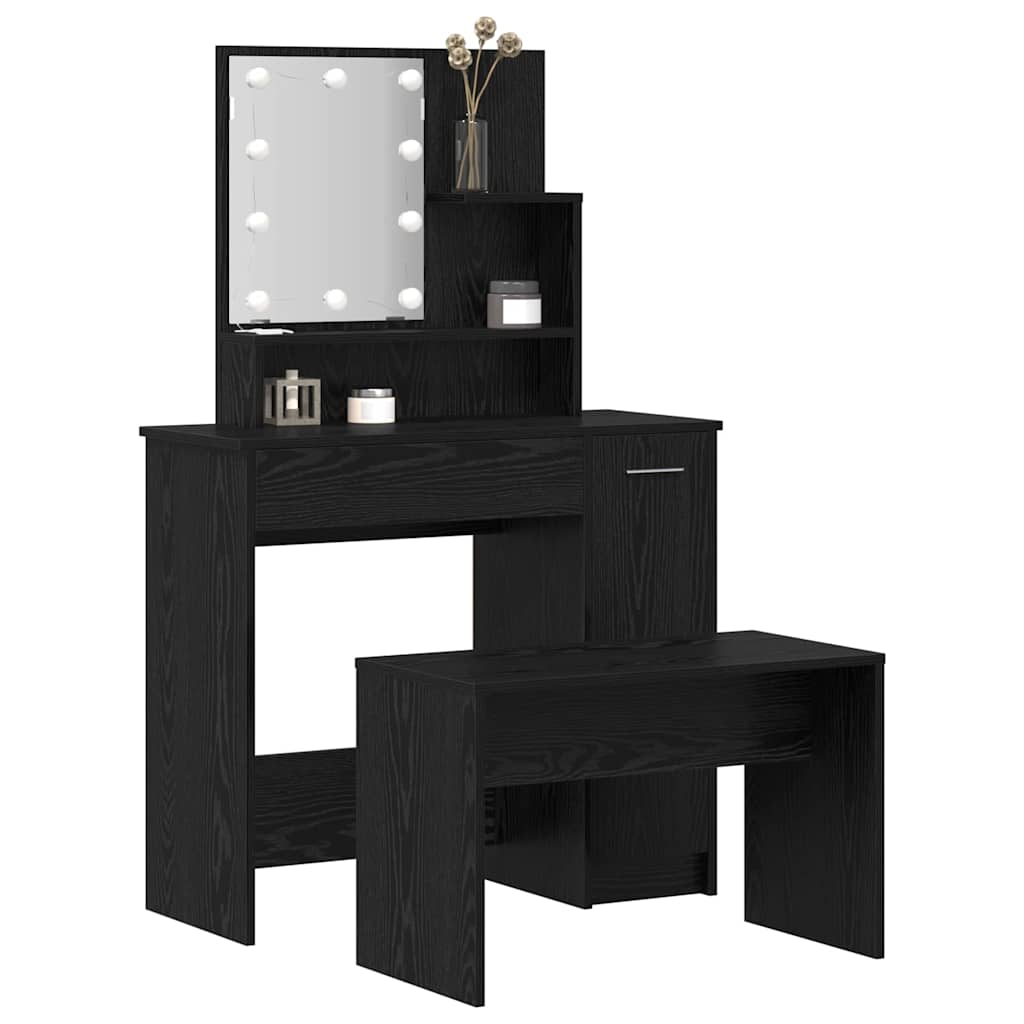 LED Set Toaletnog Stola 2 pcs Crni hrast Konstruirano drvo