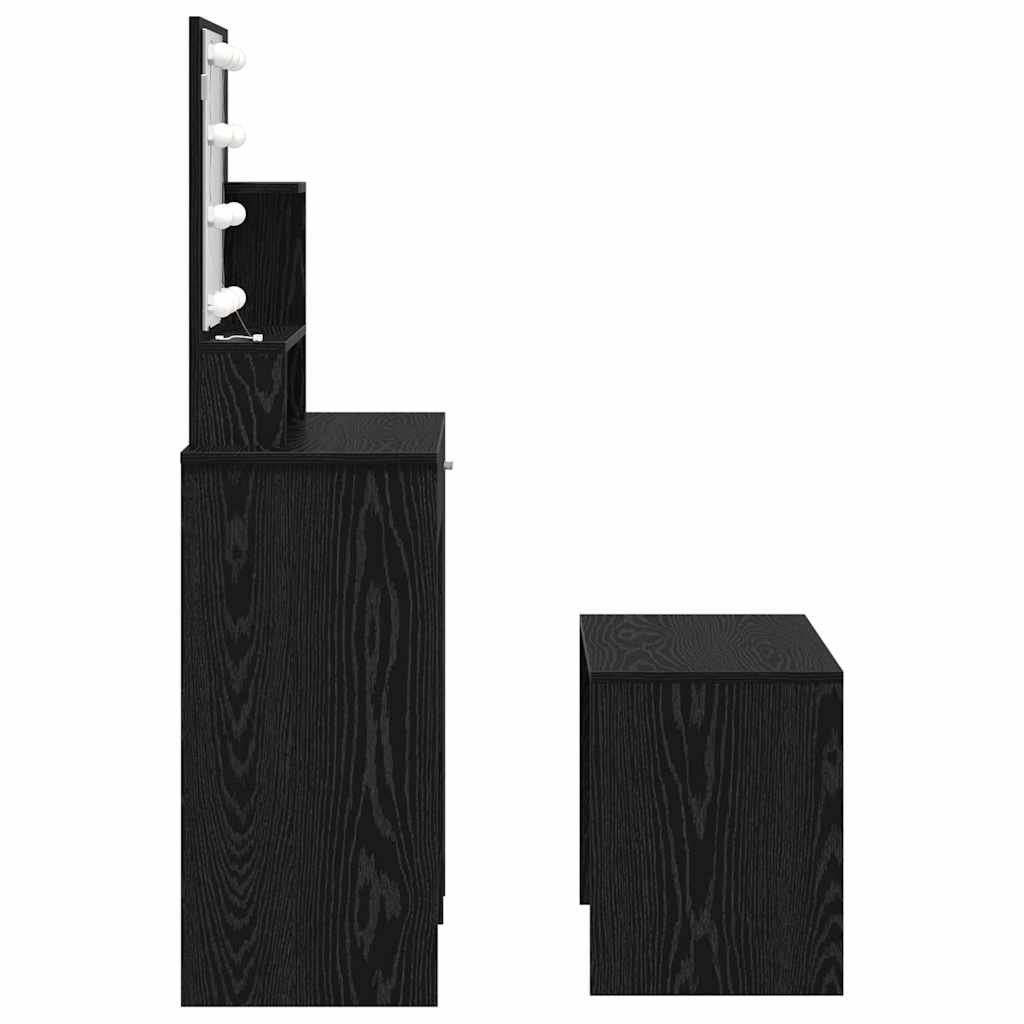 LED Set Toaletnog Stola 2 pcs Crni hrast Konstruirano drvo