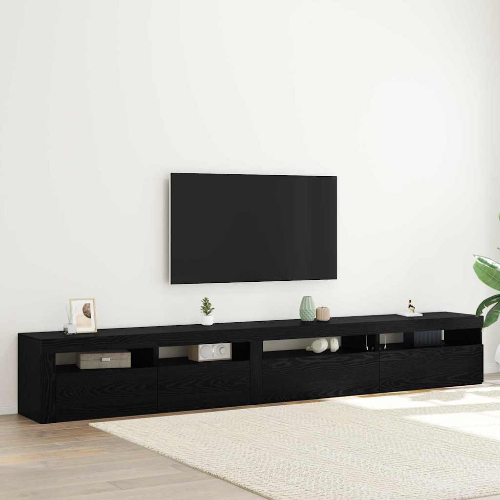 Set TV komoda S LED lampica 3 pcs Crni hrast 270 x 35 x 40 cm