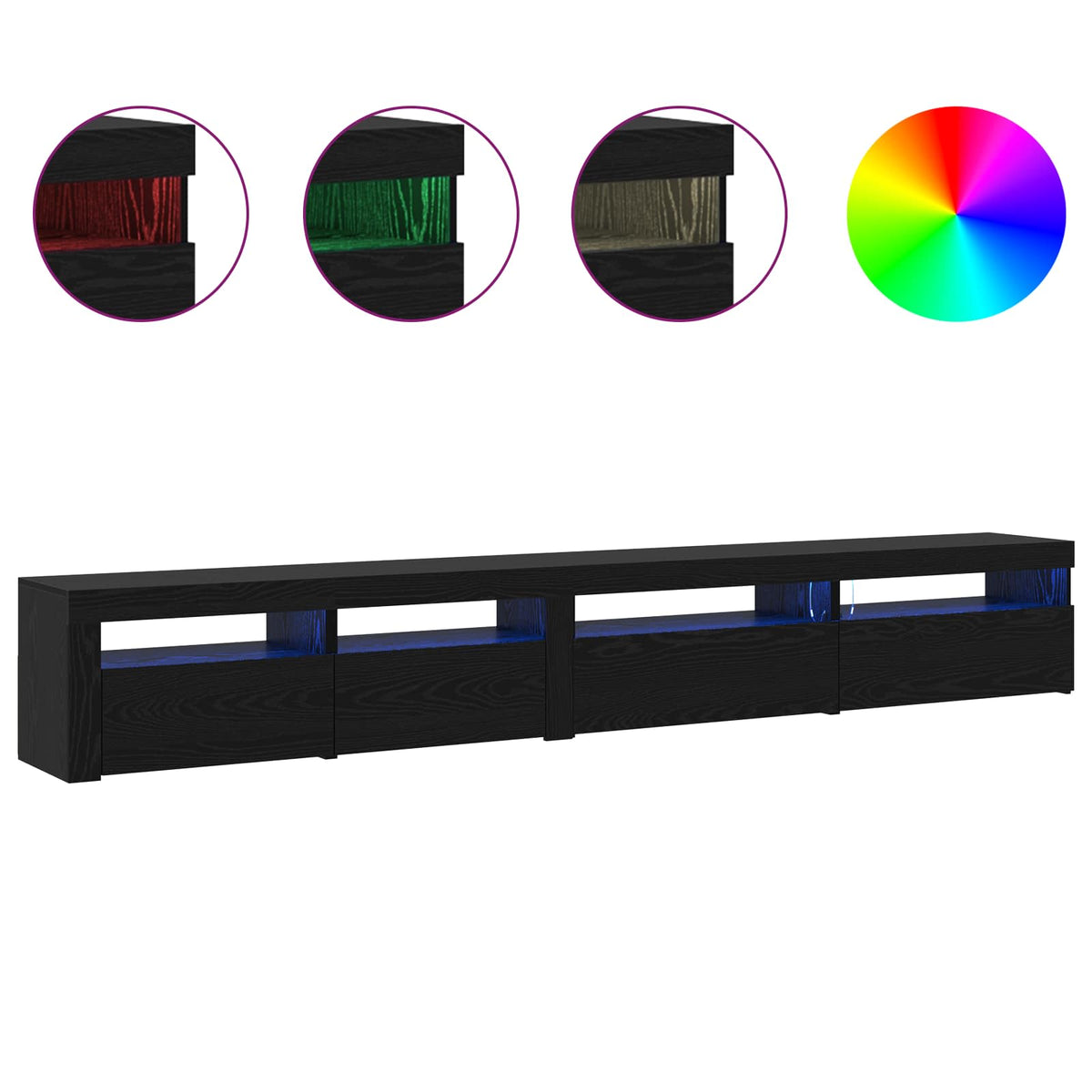 Set TV komoda S LED lampica 3 pcs Crni hrast 270 x 35 x 40 cm