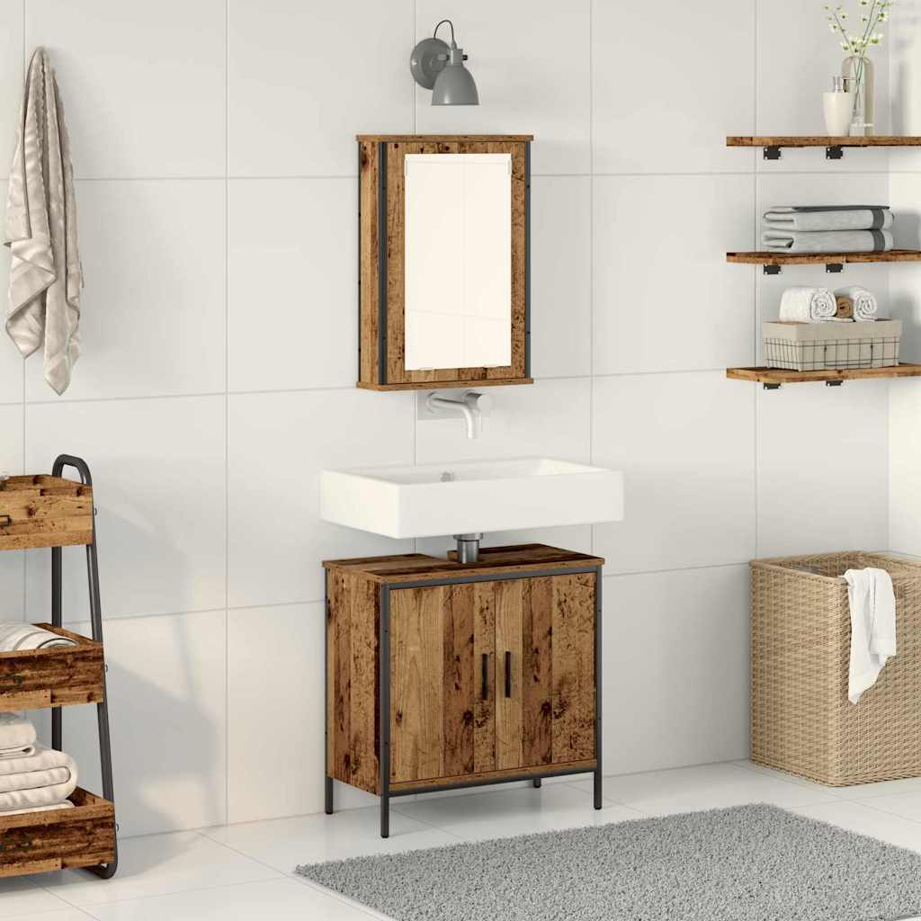 Set namještaja za kupaonicu Zidne 2 pcs Smeđa Konstruirano drvo