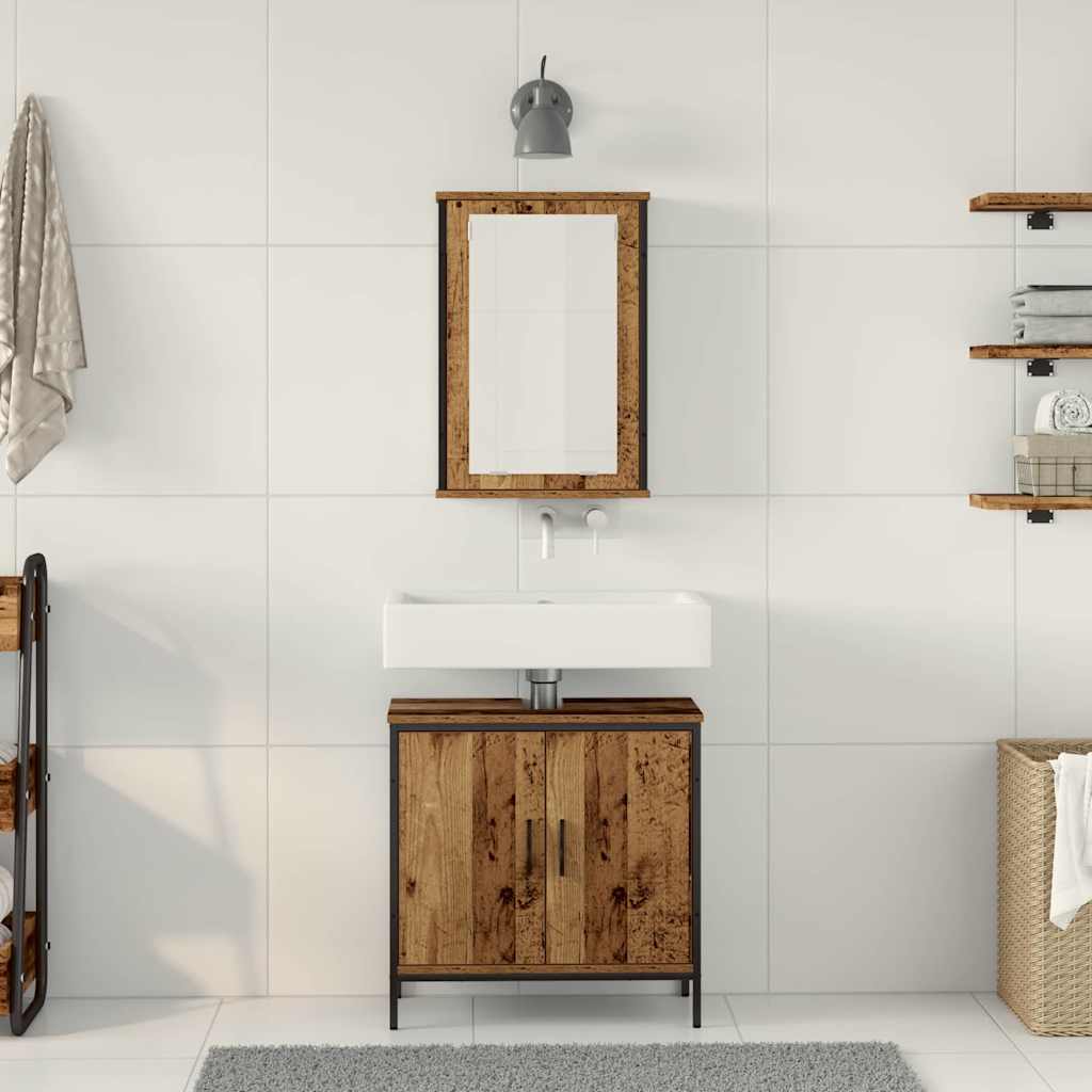 Set namještaja za kupaonicu Zidne 2 pcs Smeđa Konstruirano drvo