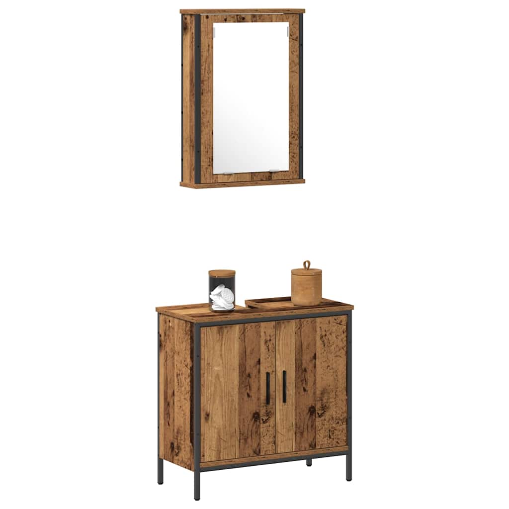 Set namještaja za kupaonicu Zidne 2 pcs Smeđa Konstruirano drvo