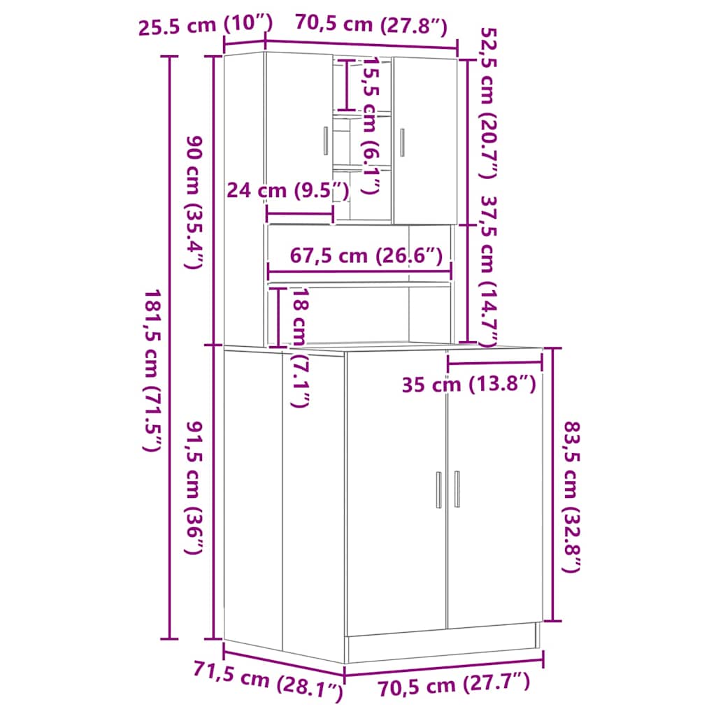Ormar za perilicu rublja 2 pcs Crni hrast