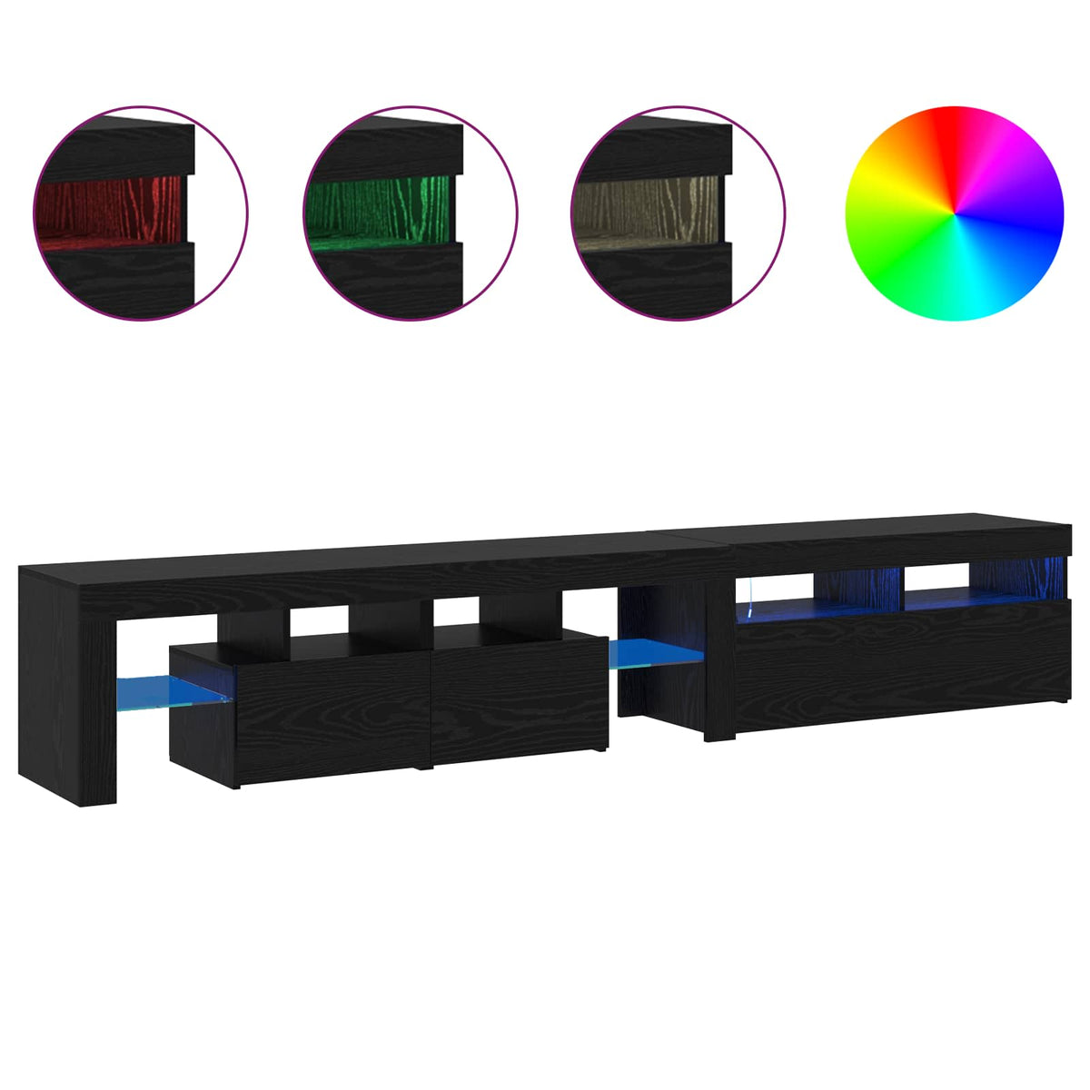 TV ormar 2 pcs Crni hrast 230 x 36,5 x 40 cm Konstruirano drvo