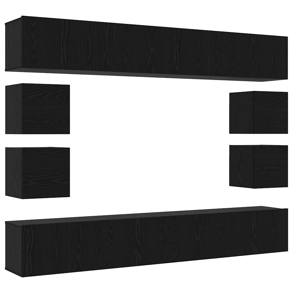 Set TV komoda Zidne 8 pcs Crni hrast Konstruirano drvo