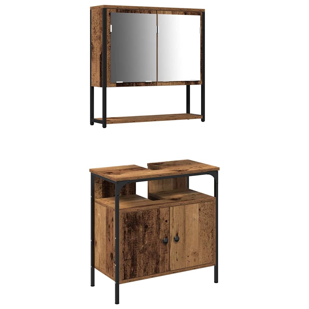 Set namještaja za kupaonicu Zidne 2 pcs Smeđa Konstruirano drvo