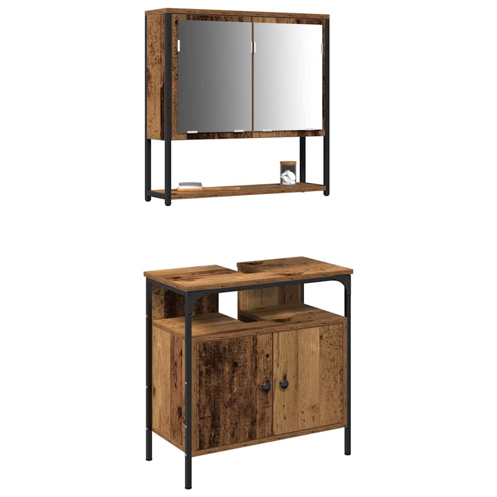 Set namještaja za kupaonicu Zidne 2 pcs Smeđa Konstruirano drvo