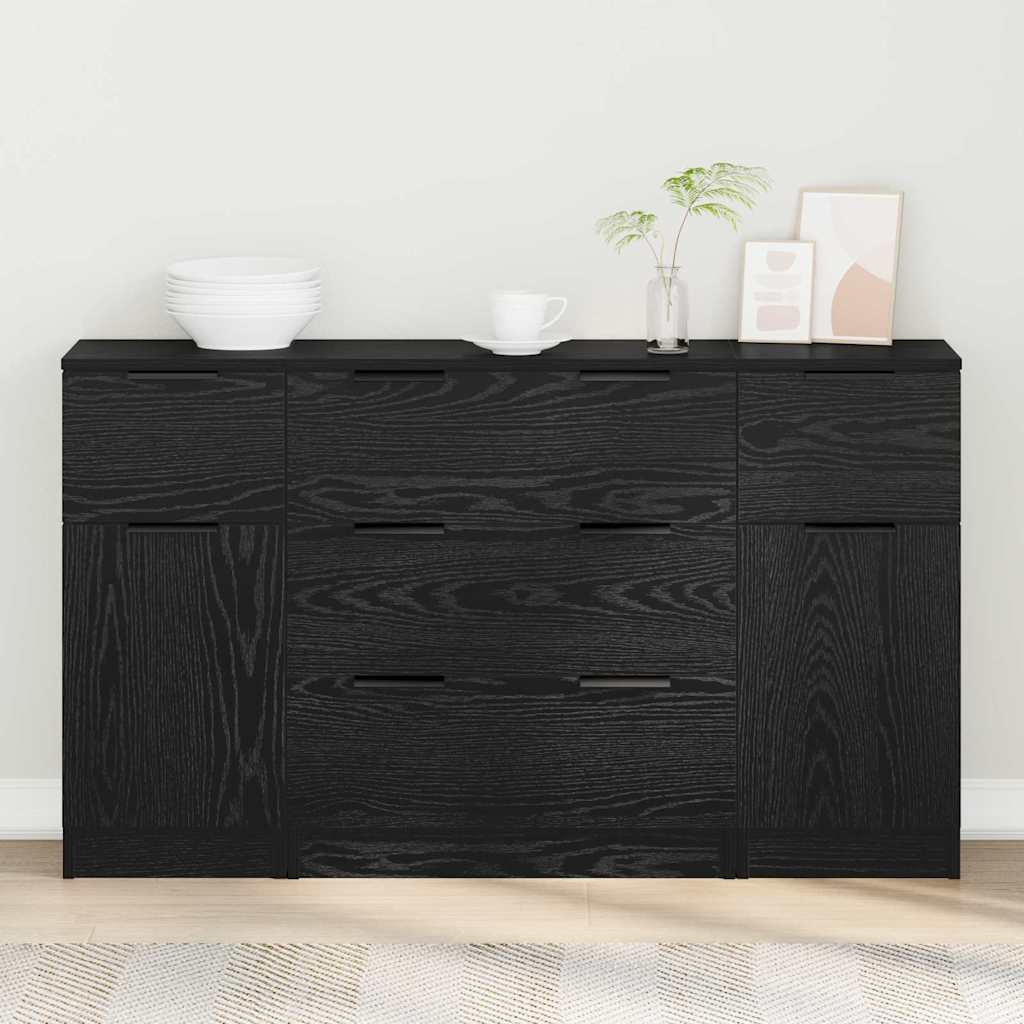 Kreveta s ladicama 3 pcs Crni hrast Konstruirano drvo
