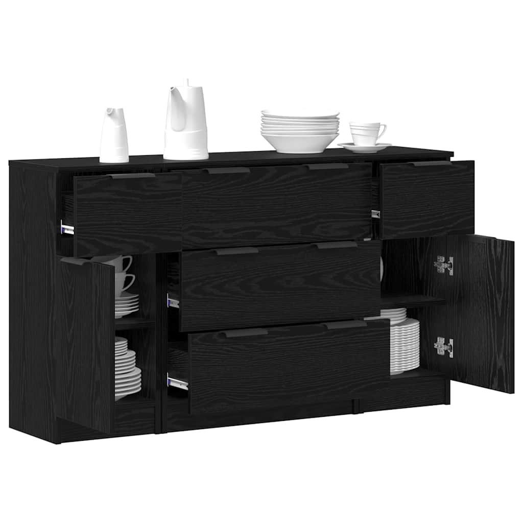 Kreveta s ladicama 3 pcs Crni hrast Konstruirano drvo