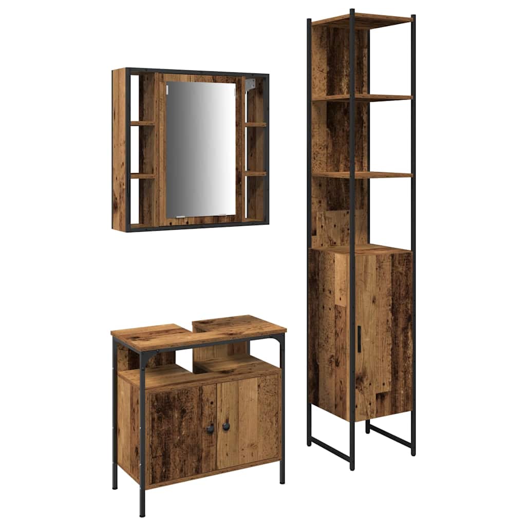 Set namještaja za kupaonicu 3 pcs Staro drvo Konstruirano drvo