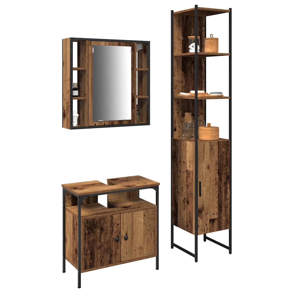 Set namještaja za kupaonicu 3 pcs Staro drvo Konstruirano drvo