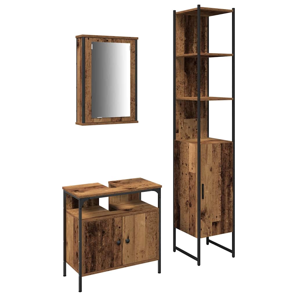 Set namještaja za kupaonicu 3 pcs Staro drvo Konstruirano drvo