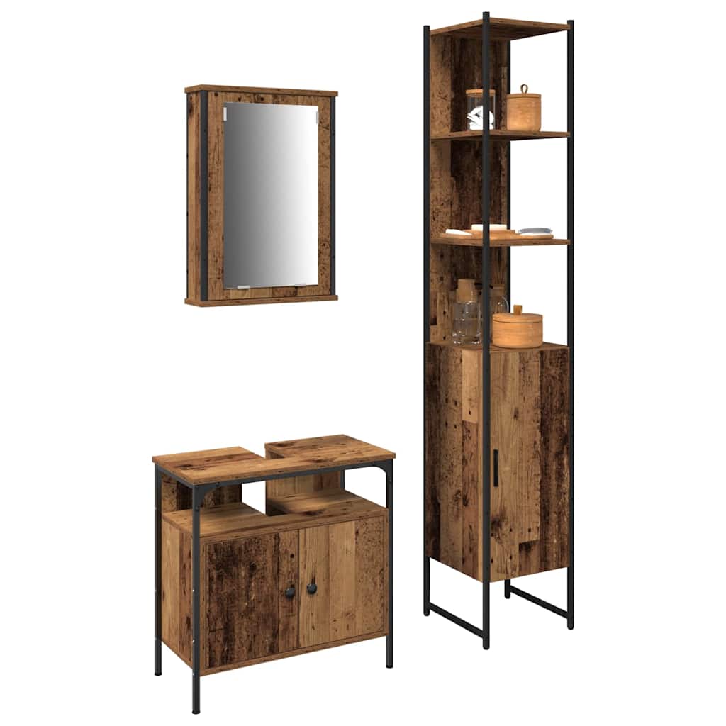 Set namještaja za kupaonicu 3 pcs Staro drvo Konstruirano drvo