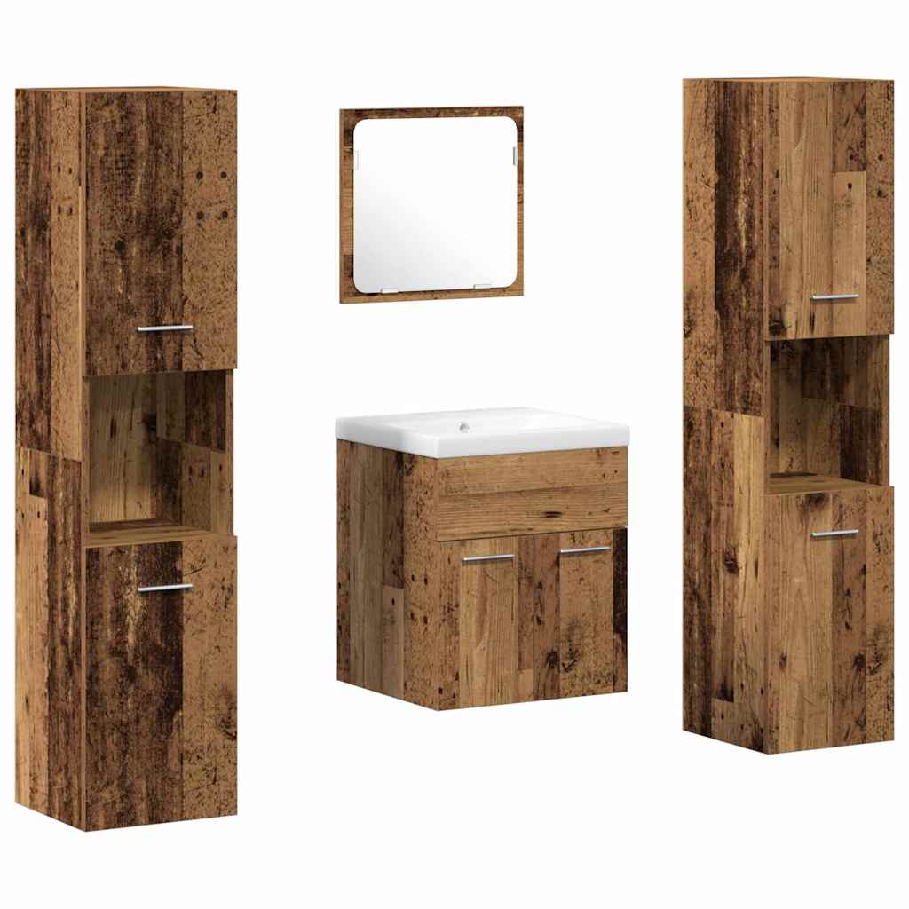 Set namještaja za kupaonicu 4 pcs Staro drvo Konstruirano drvo