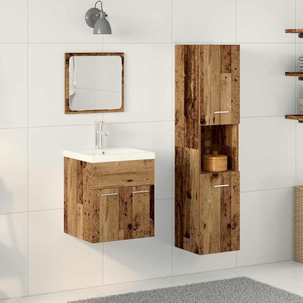 Set namještaja za kupaonicu 4 pcs Staro drvo Konstruirano drvo