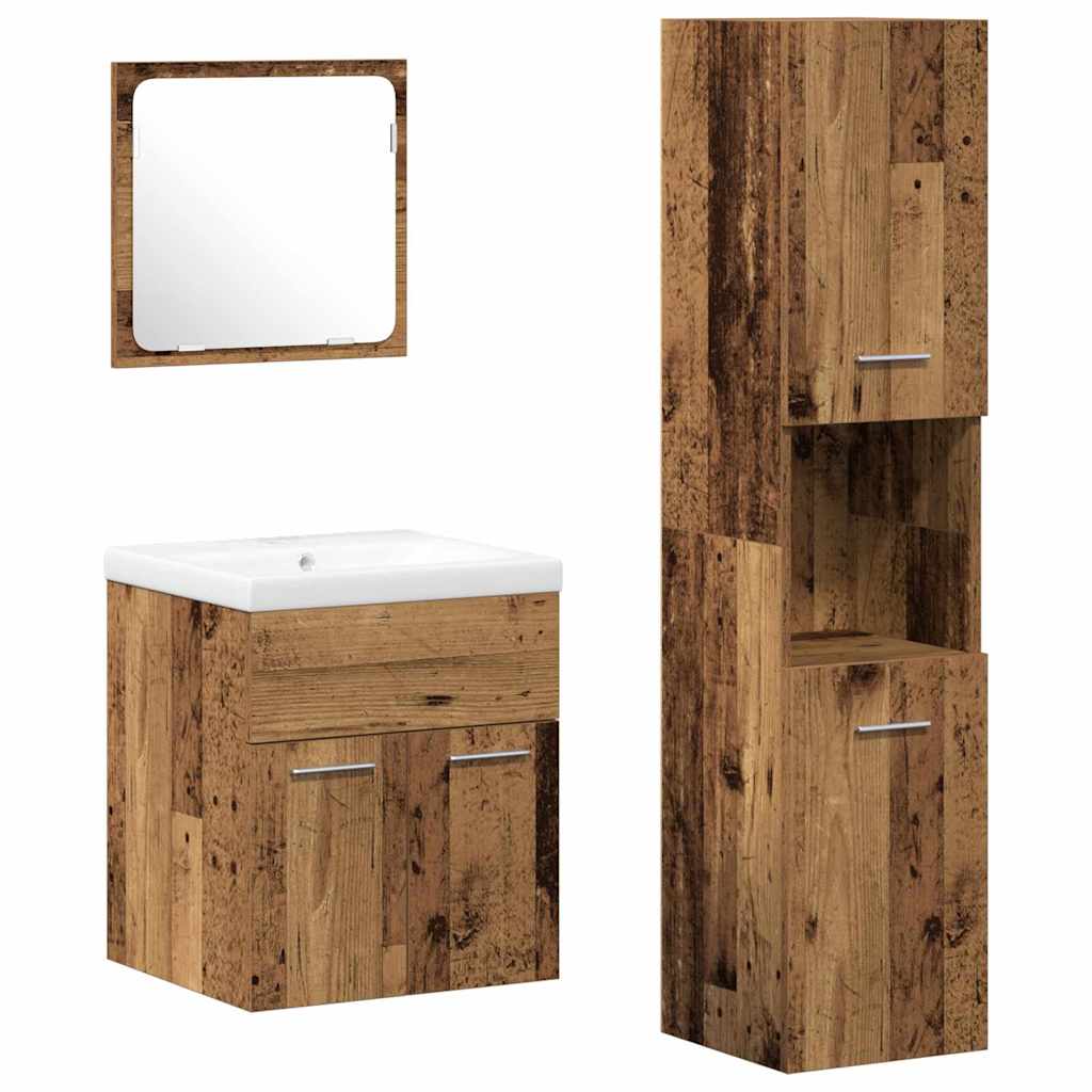 Set namještaja za kupaonicu 4 pcs Staro drvo Konstruirano drvo