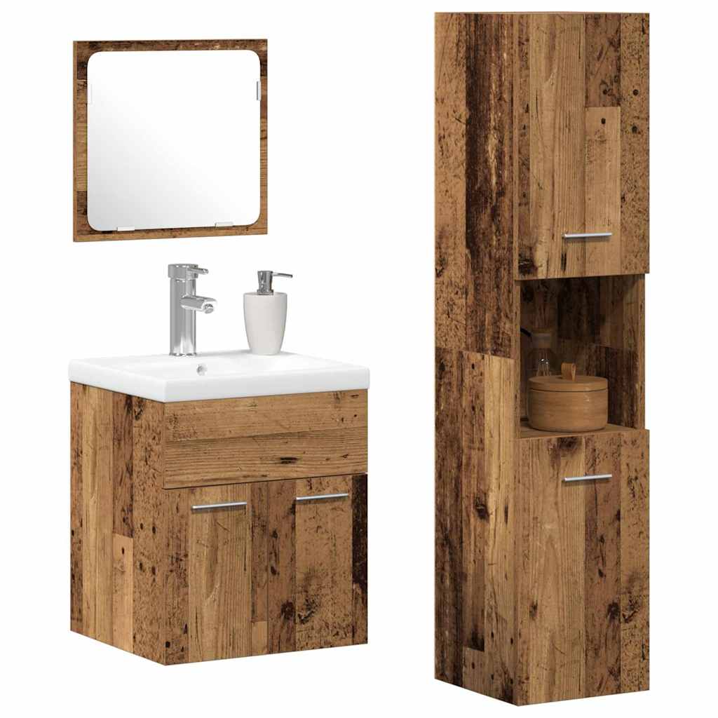 Set namještaja za kupaonicu 4 pcs Staro drvo Konstruirano drvo