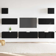 Set TV komoda Zidne 7 pcs Crni hrast 100 x 30 x 30 cm