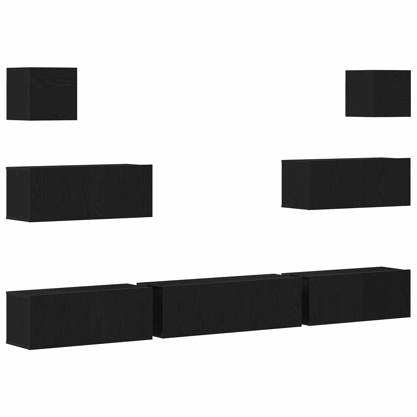 Set TV komoda Zidne 7 pcs Crni hrast 100 x 30 x 30 cm