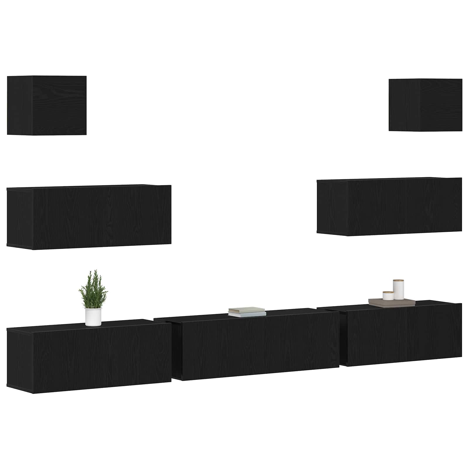 Set TV komoda Zidne 7 pcs Crni hrast 100 x 30 x 30 cm