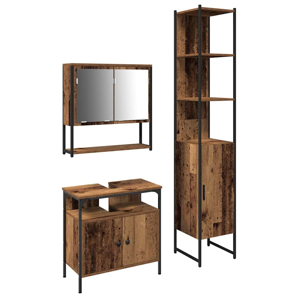 Set namještaja za kupaonicu 3 pcs Staro drvo Konstruirano drvo