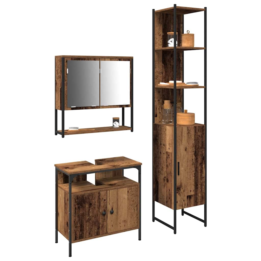 Set namještaja za kupaonicu 3 pcs Staro drvo Konstruirano drvo