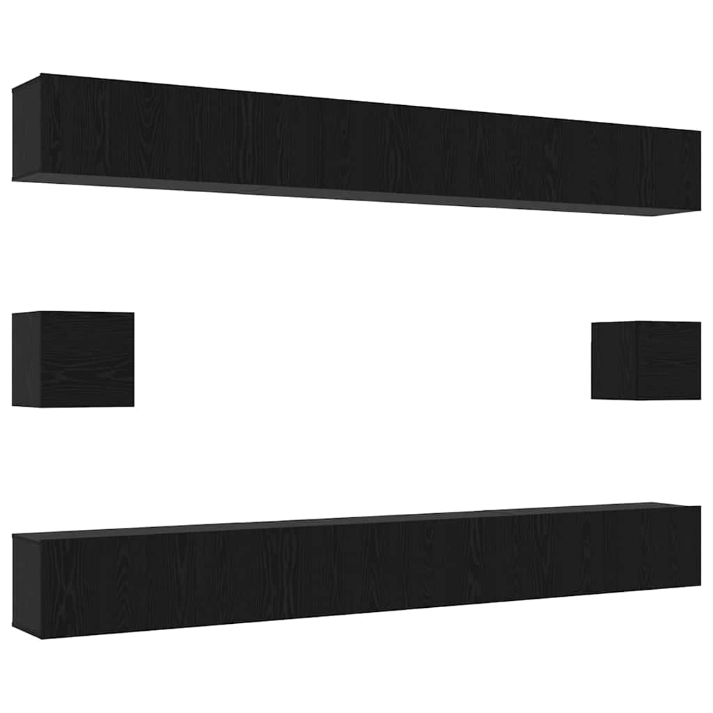 Set TV komoda Zidne 8 pcs Crni hrast Konstruirano drvo